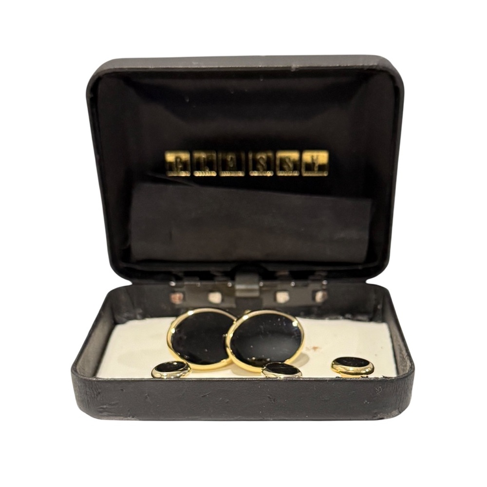 Elegant Black and Gold Cufflinks Set